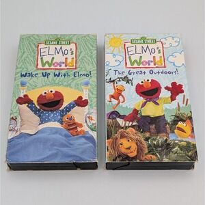Elmo's World VHS Lot Sesame Street Wake Up With Elmo The Great Outdoors Sony